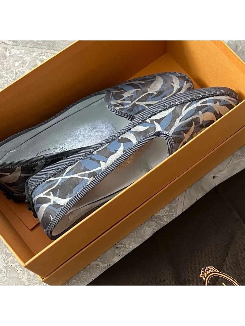 Tod’s Tess Patterned Slip-On Flats, Antracite Size EU 37.5 New in Box +DustBag